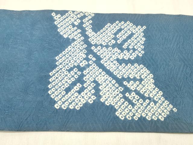 平和屋着物▼九寸名古屋帯　総絞り　草葉文　正絹　逸品　DABE6176cm