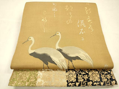 平和屋着物●龍村美術織物　龍村製　六通柄　京本袋帯　群鳥　金銀糸　正絹　逸品　DABE6183cm