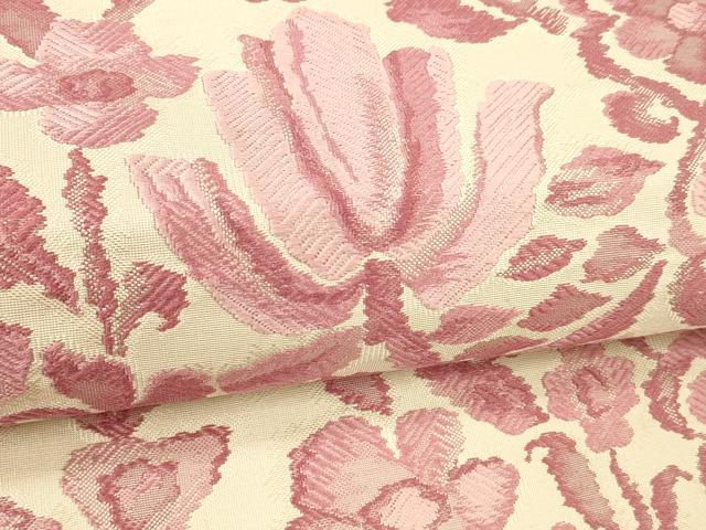 平和屋着物●本場筑前博多織　八寸名古屋帯　唐織　枝花文　正絹　逸品　DABE6186cm