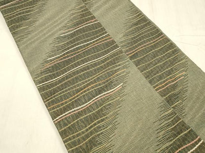 平和屋着物▽六通柄袋帯　スリーシーズン　春夏秋　横段文　金糸　正絹　逸品　DABE6191cm