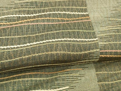 平和屋着物▽六通柄袋帯　スリーシーズン　春夏秋　横段文　金糸　正絹　逸品　DABE6191cm