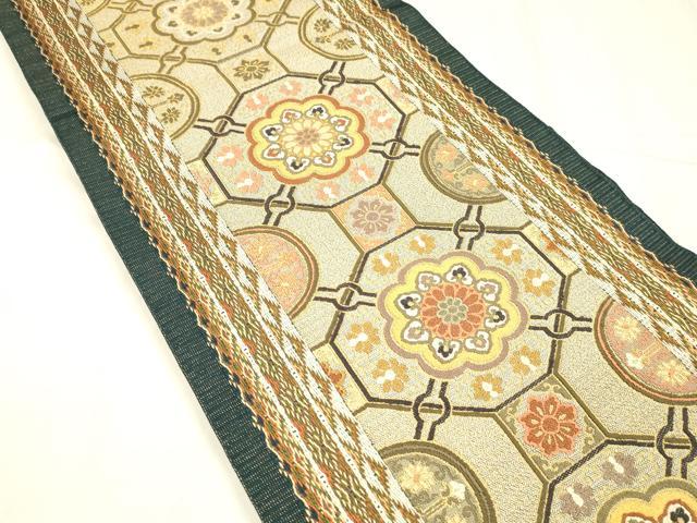 平和屋着物●六通柄袋帯　唐織　蜀江花文　金糸　正絹　逸品　DABE6192cm