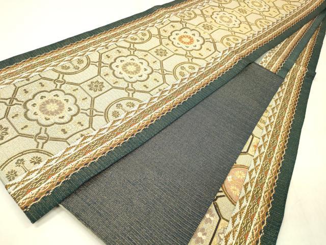 平和屋着物●六通柄袋帯　唐織　蜀江花文　金糸　正絹　逸品　DABE6192cm