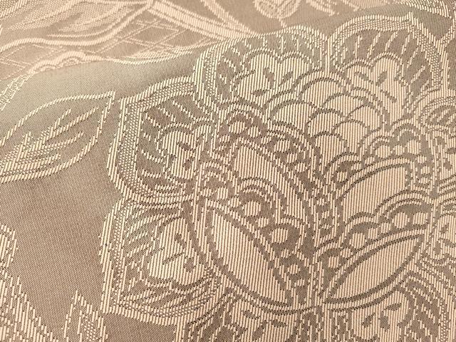 平和屋着物●本場筑前博多織　両面　全通柄　本袋帯　筑趣錦　更紗花文　菱文　証紙付き　正絹　逸品　DABE6193cm