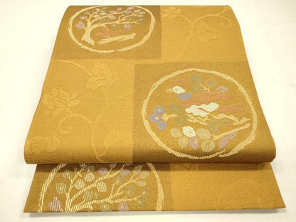 平和屋着物●六通柄袋帯　唐織　淡彩風光紋　正絹　逸品　DABE6195cm