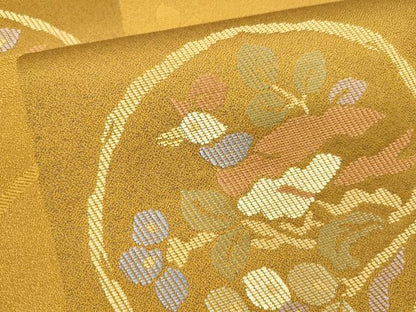 平和屋着物●六通柄袋帯　唐織　淡彩風光紋　正絹　逸品　DABE6195cm