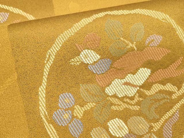 平和屋着物●六通柄袋帯　唐織　淡彩風光紋　正絹　逸品　DABE6195cm