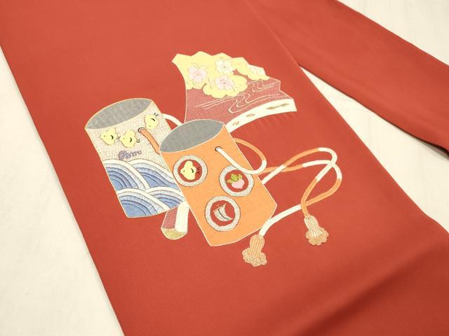 平和屋着物●中国三大刺繍　相良刺繍　総刺繍　塩瀬　九寸名古屋帯　駒刺繍　流水千鳥花文　金銀彩　正絹　逸品　DABE6196cm