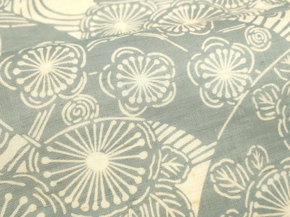 平和屋着物＊夏物 九寸開き名古屋帯 伊勢型染 作家物 地紙草花文 麻 逸品 DABE6203cm