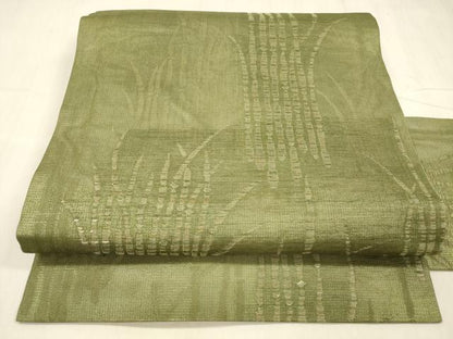 平和屋着物＊夏物 九寸名古屋帯 木賊文 金糸 引箔 正絹 逸品 DABE6204cm