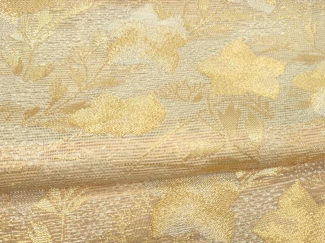 平和屋着物＊夏物 六通柄袋帯 草花文 金銀糸 正絹 逸品 DABE6205cm