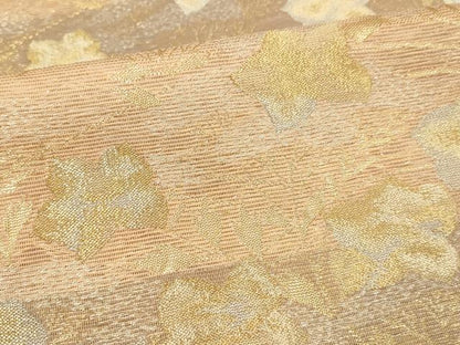 平和屋着物＊夏物 六通柄袋帯 草花文 金銀糸 正絹 逸品 DABE6205cm