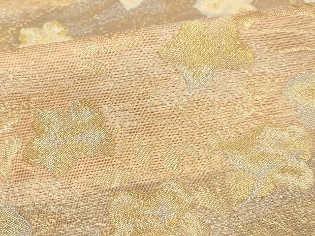 平和屋着物＊夏物 六通柄袋帯 草花文 金銀糸 正絹 逸品 DABE6205cm