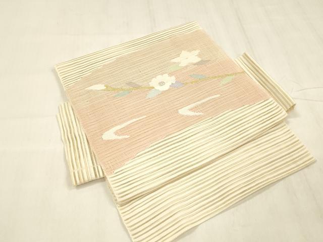 平和屋着物＊夏物 絽綴れ つけ帯 枝花文 金銀糸 正絹 逸品 DABE6206cm