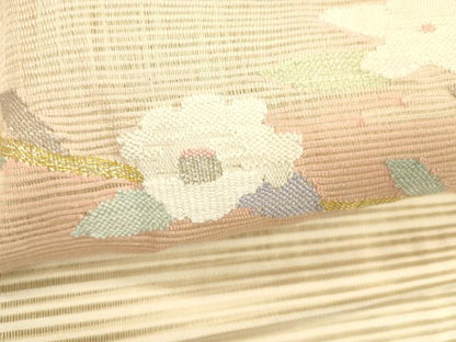 平和屋着物＊夏物 絽綴れ つけ帯 枝花文 金銀糸 正絹 逸品 DABE6206cm