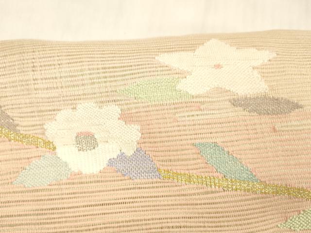 平和屋着物＊夏物 絽綴れ つけ帯 枝花文 金銀糸 正絹 逸品 DABE6206cm