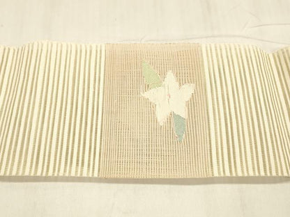 平和屋着物＊夏物 絽綴れ つけ帯 枝花文 金銀糸 正絹 逸品 DABE6206cm