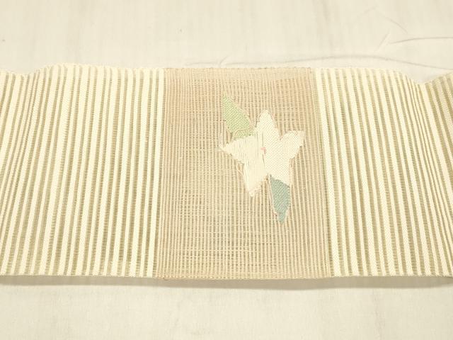 平和屋着物＊夏物 絽綴れ つけ帯 枝花文 金銀糸 正絹 逸品 DABE6206cm