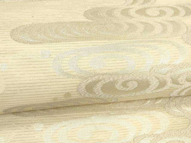 平和屋着物＊夏物 九寸名古屋帯 流水文 銀糸 正絹 逸品 DABE6208cm