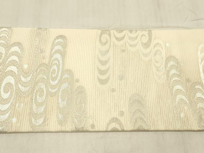 平和屋着物＊夏物 九寸名古屋帯 流水文 銀糸 正絹 逸品 DABE6208cm