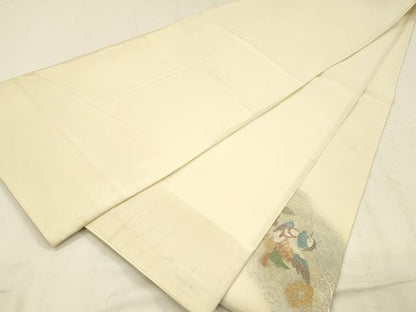 平和屋着物＊夏物 太鼓柄袋帯 駒刺繍 鴛鴦花蝶文 金銀彩 やまと誂製 正絹 逸品 DABE6209cm