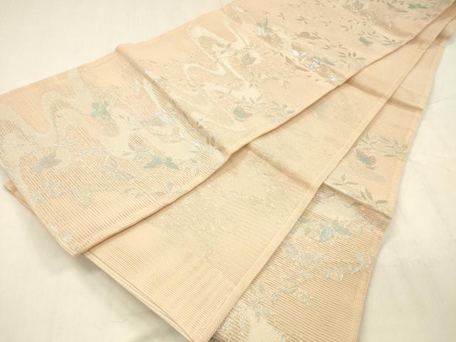 平和屋着物＊夏物　六通柄袋帯　流水籬文　銀糸　正絹　逸品　DABC8155cm 平和屋着物＊夏物 六通柄袋帯 流水文 銀糸 正絹 逸品 DAAX8909cmの通販