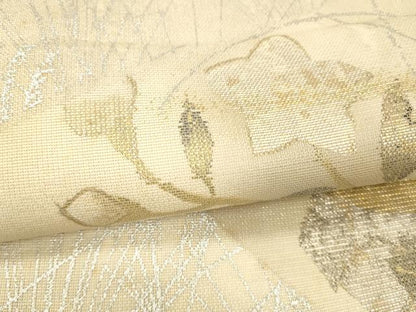 平和屋着物＊夏物 太鼓柄袋帯 草花文 金銀彩 正絹 逸品 DABE6211cm