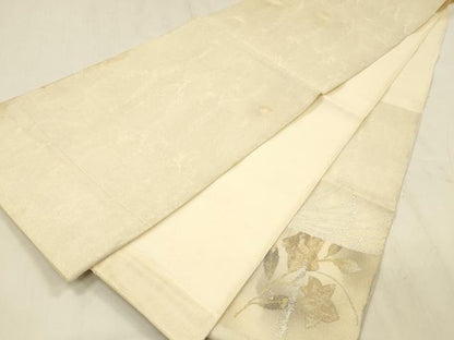 平和屋着物＊夏物 太鼓柄袋帯 草花文 金銀彩 正絹 逸品 DABE6211cm