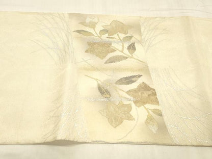 平和屋着物＊夏物 太鼓柄袋帯 草花文 金銀彩 正絹 逸品 DABE6211cm