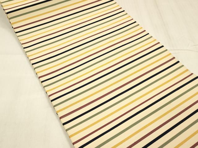 平和屋着物●爪掻き本綴れ　八寸名古屋帯　横段文　正絹　逸品　DABE6215cm