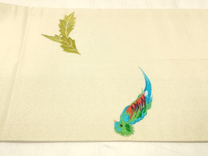 平和屋着物●tsumori chisato　太鼓柄　京袋帯　総手刺繍　草葉文　インコ　金糸　DABE6216cm