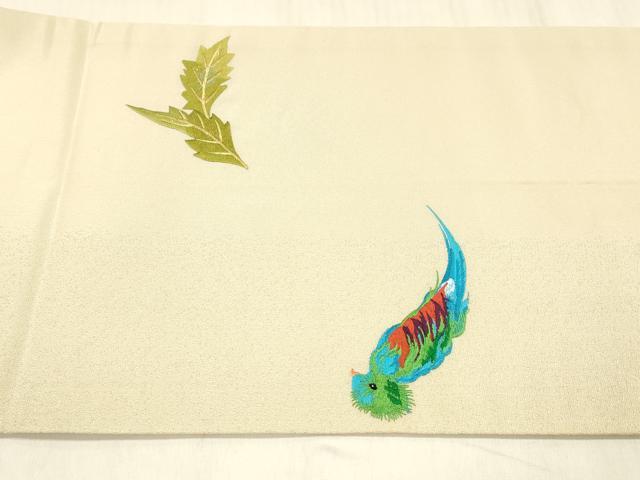 平和屋着物●tsumori chisato　太鼓柄　京袋帯　総手刺繍　草葉文　インコ　金糸　DABE6216cm