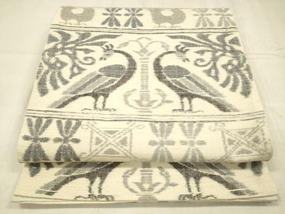 平和屋着物●全通柄袋帯　紬地　壁画文様　正絹　逸品　DABE6219cm