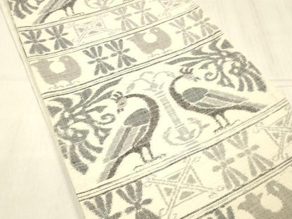 平和屋着物●全通柄袋帯　紬地　壁画文様　正絹　逸品　DABE6219cm
