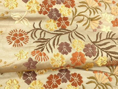 平和屋着物●六通柄袋帯　唐織　花蝶文　金糸　正絹　逸品　DABE6220cm