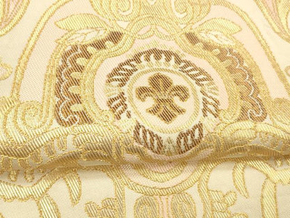 平和屋着物●六通柄　本袋帯　抽象更紗花文　金糸　正絹　逸品　DABE6221cm