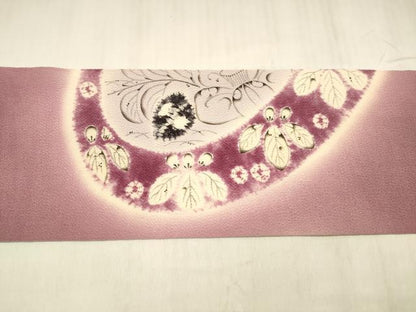 平和屋着物●日本工芸会正会員　福村廣利　絵絞庵　九寸名古屋帯　辻が花　鬼しぼ縮緬　正絹　逸品　DABE6226cm