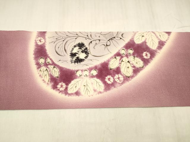 平和屋着物●日本工芸会正会員　福村廣利　絵絞庵　九寸名古屋帯　辻が花　鬼しぼ縮緬　正絹　逸品　DABE6226cm