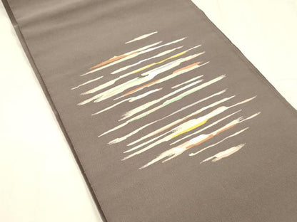 平和屋着物●爪掻き本綴れ　八寸名古屋帯　横段文　銀糸　正絹　逸品　DABE6229cm