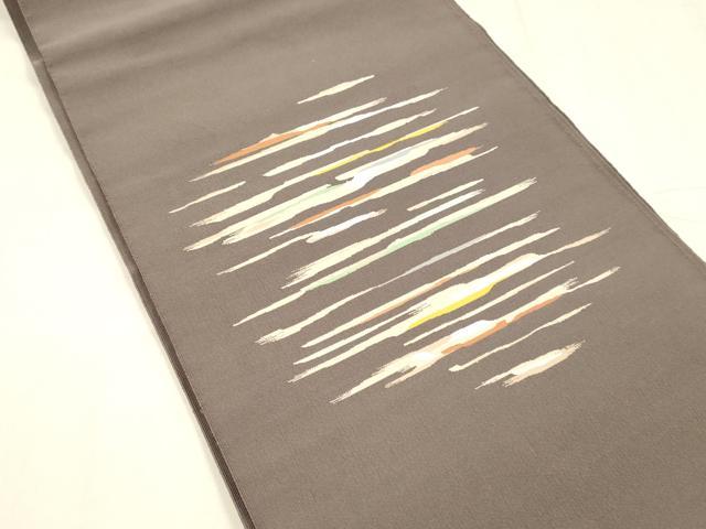 平和屋着物●爪掻き本綴れ　八寸名古屋帯　横段文　銀糸　正絹　逸品　DABE6229cm