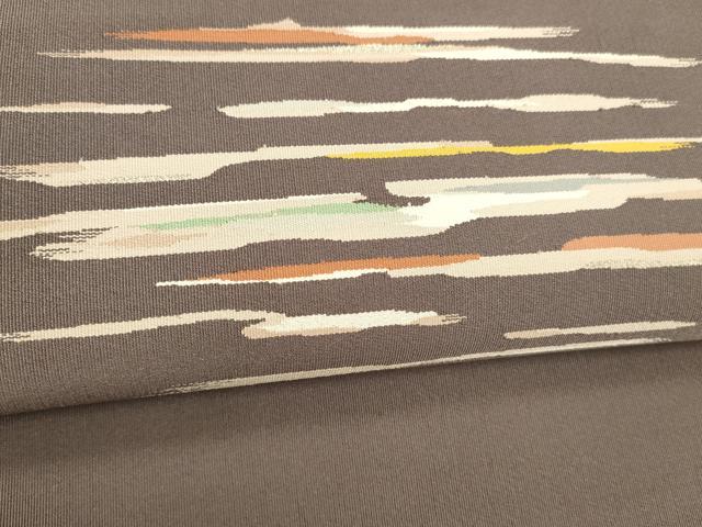 平和屋着物●爪掻き本綴れ　八寸名古屋帯　横段文　銀糸　正絹　逸品　DABE6229cm
