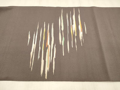 平和屋着物●爪掻き本綴れ　八寸名古屋帯　横段文　銀糸　正絹　逸品　DABE6229cm