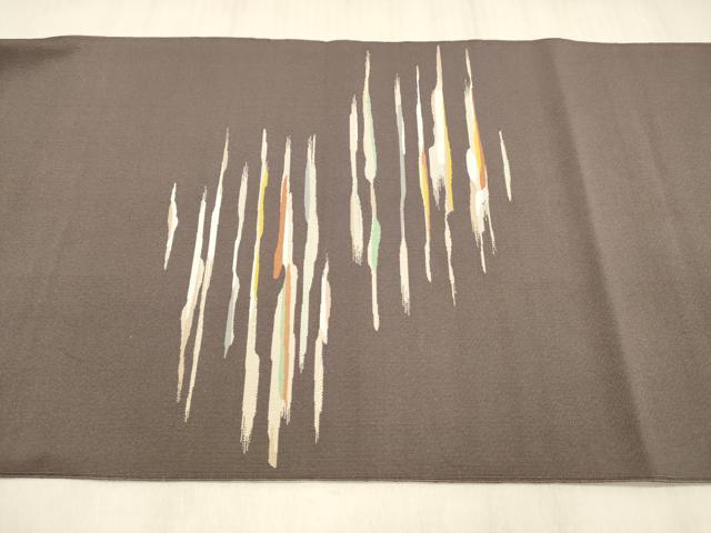 平和屋着物●爪掻き本綴れ　八寸名古屋帯　横段文　銀糸　正絹　逸品　DABE6229cm