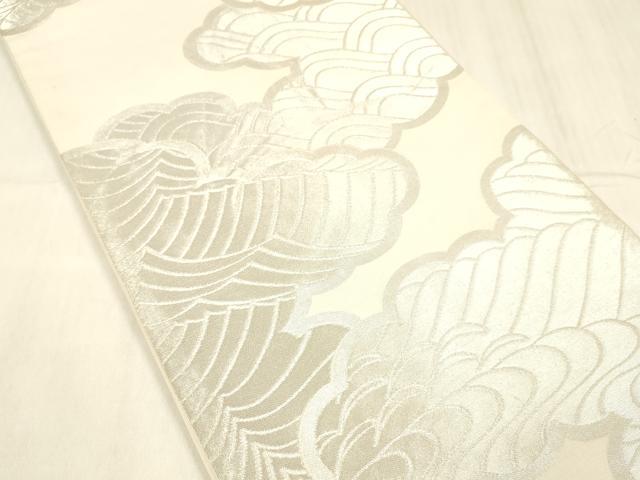 平和屋着物●西陣　川島織物　六通柄　本袋帯　流水雲文　銀糸　正絹　逸品　DABE6231cm