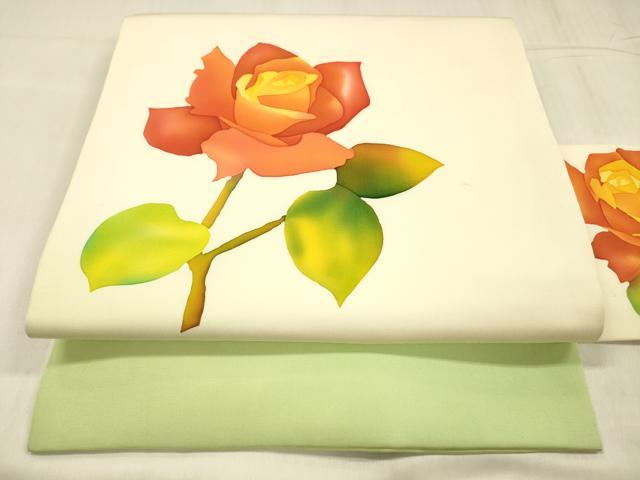 平和屋着物●塩瀬　九寸名古屋帯　ろうけつ染め　枝花文　正絹　逸品　DABE6232cm