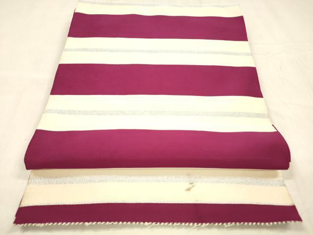 平和屋着物●爪掻き本綴れ　八寸名古屋帯　横段文　銀糸　正絹　逸品　DABE6233cm