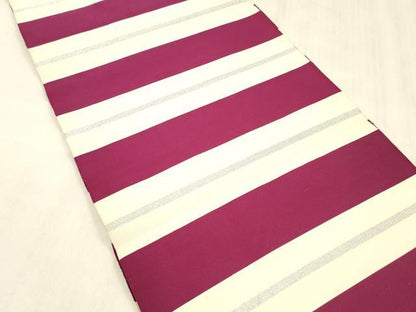 平和屋着物●爪掻き本綴れ　八寸名古屋帯　横段文　銀糸　正絹　逸品　DABE6233cm