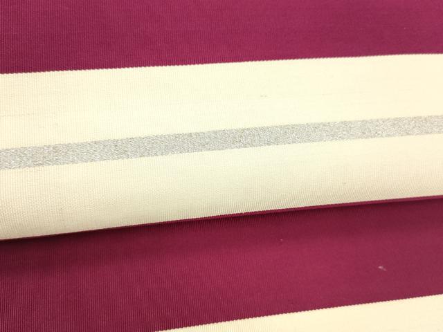 平和屋着物●爪掻き本綴れ　八寸名古屋帯　横段文　銀糸　正絹　逸品　DABE6233cm