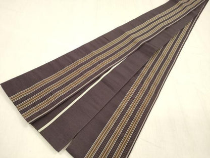 平和屋着物●男性　本場筑前博多織　角帯　間道　正絹　逸品　DABE6238cm