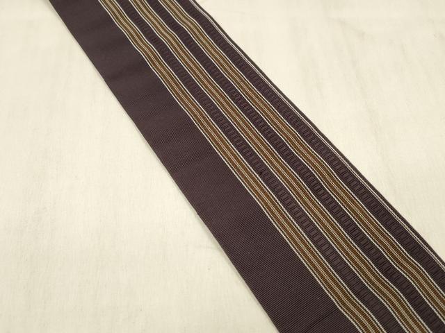 平和屋着物●男性　本場筑前博多織　角帯　間道　正絹　逸品　DABE6238cm